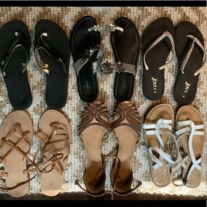 Bundle of 6 pair of size 10 sandals & Flip flops.